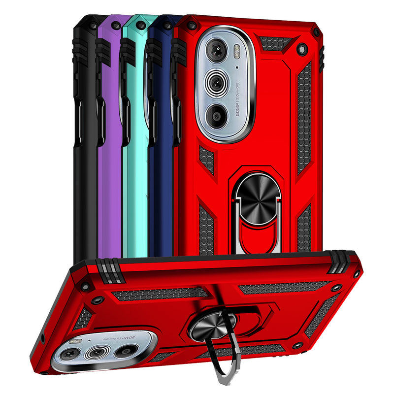 TJS "DuoGuard" Ring Kickstand Phone Case for Motorola G 5G 2022