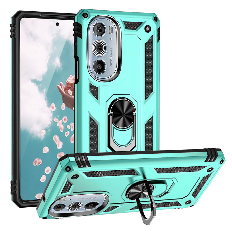TJS "DuoGuard" Ring Kickstand Phone Case for Motorola G 5G 2022