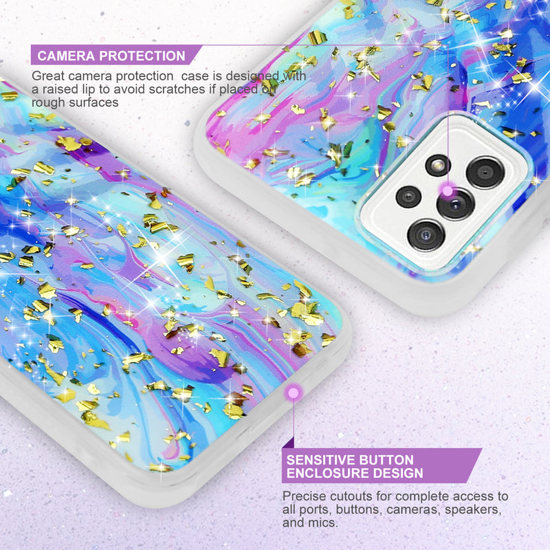 TJS "Minerva" Glitter TPU Phone Case for Samsung Galaxy A52 5G - Colorful Galaxy