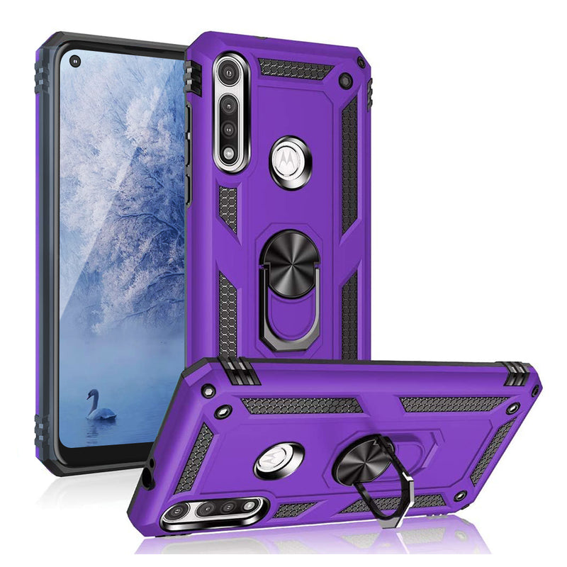 TJS "DuoGuard" Ring Kickstand Phone Case for Motorola Moto G Fast