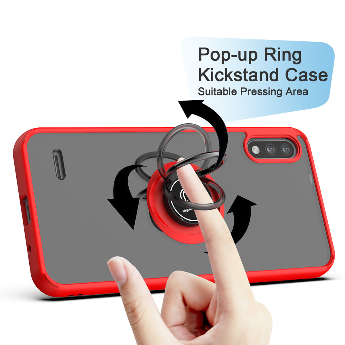 TJS "Define" Ring Kickstand Phone Case for LG K22, LG K22+, LG K32