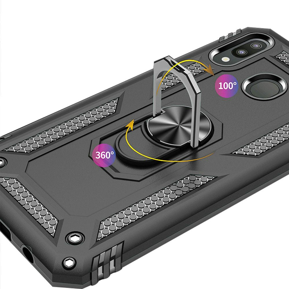 TJS “DuoGuard” Ring Kickstand Phone Case for Galaxy A20, Galaxy A30 - InfinityAccessories017