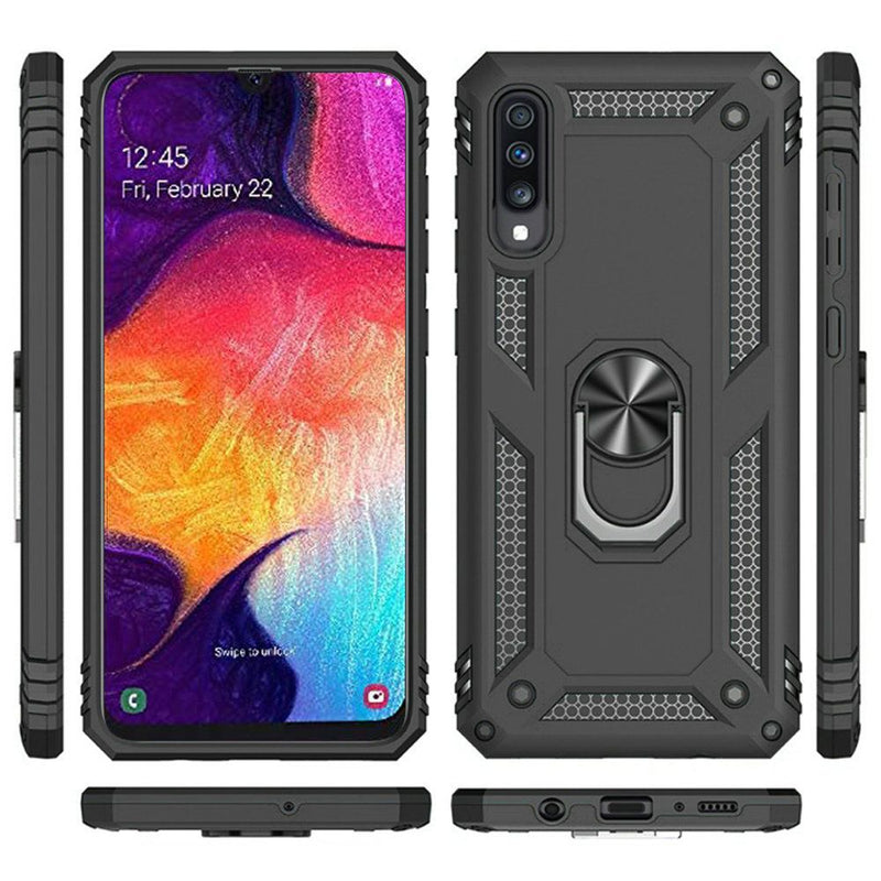 TJS "DuoGuard" Ring Kickstand Phone Case for Samsung Galaxy A50