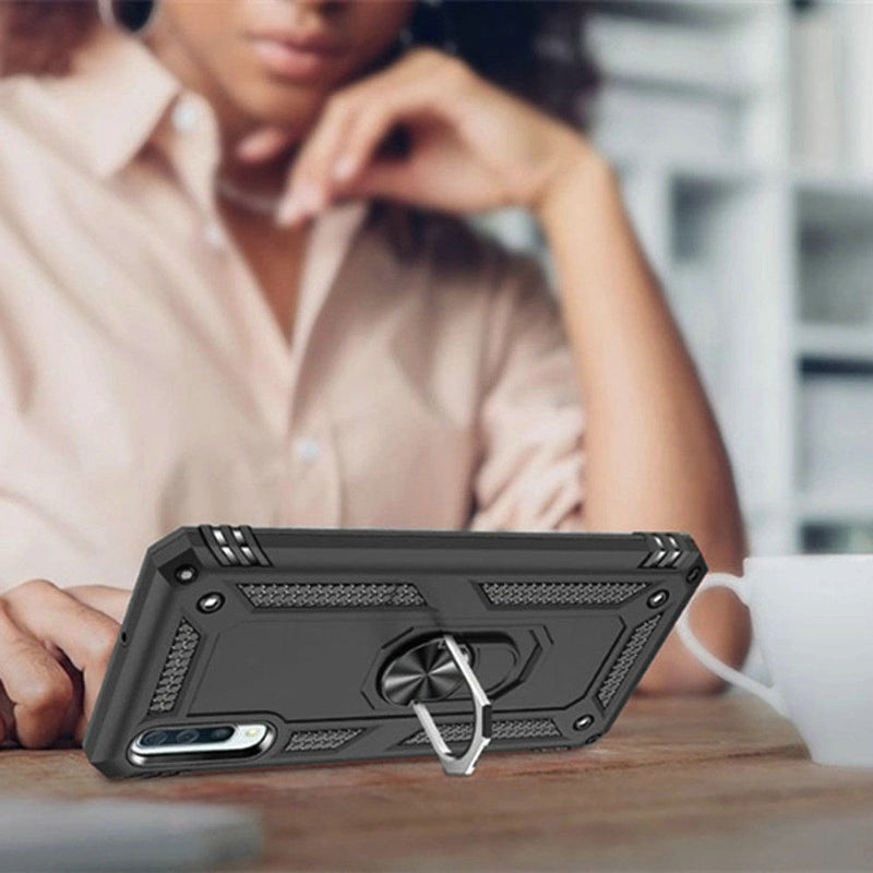 TJS "DuoGuard" Ring Kickstand Phone Case for Samsung Galaxy A50