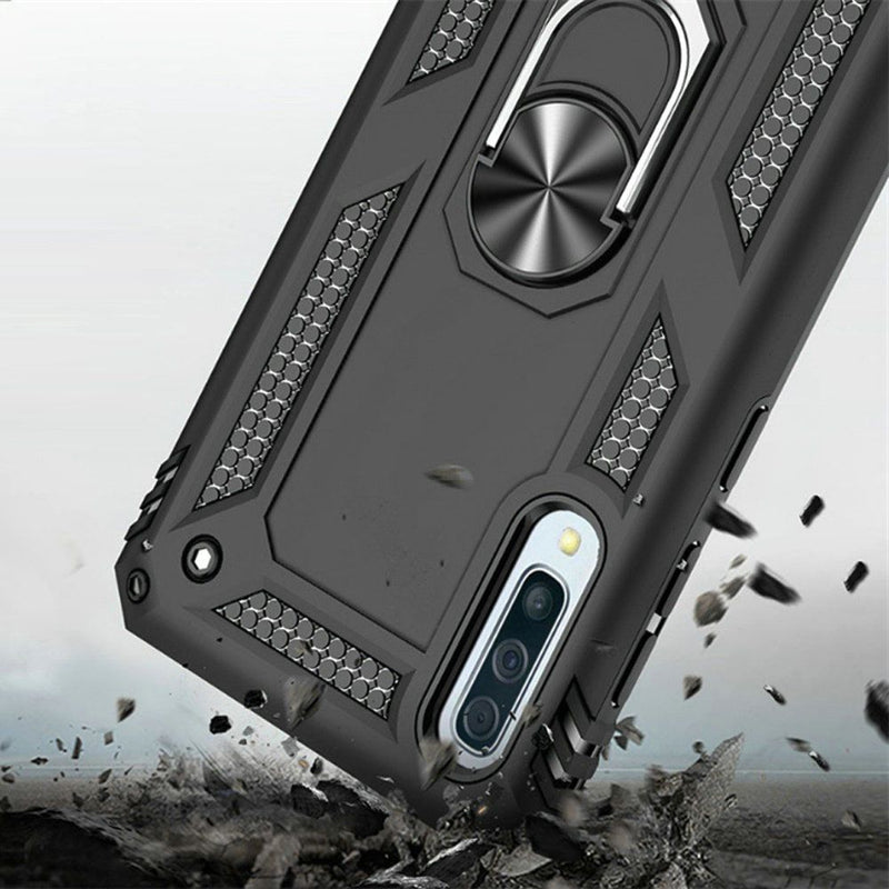 TJS "DuoGuard" Ring Kickstand Phone Case for Samsung Galaxy A50
