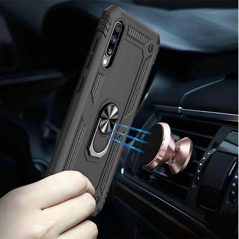 TJS "DuoGuard" Ring Kickstand Phone Case for Samsung Galaxy A50