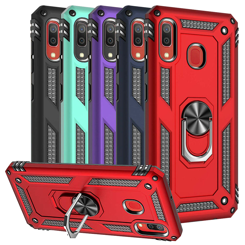 TJS “DuoGuard” Ring Kickstand Phone Case for Galaxy A20, Galaxy A30