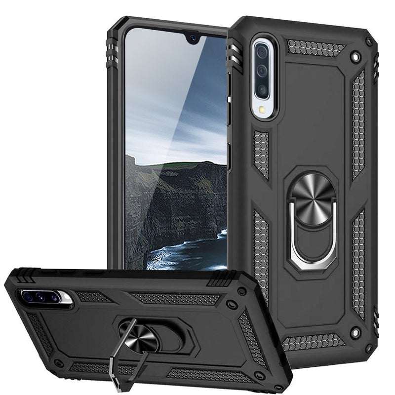 TJS "DuoGuard" Ring Kickstand Phone Case for Samsung Galaxy A50