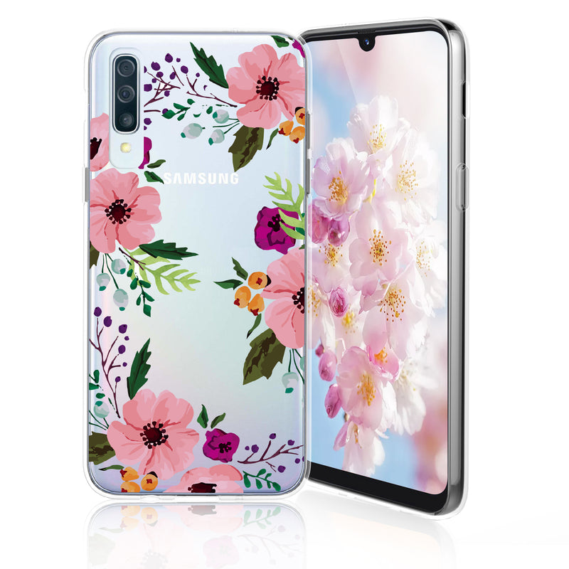TJS "Juno" Flower Design IMD TPU Phone Case for Galaxy A50 - InfinityAccessories017