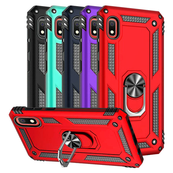 TJS "DuoGuard" Ring Kickstand Phone Case for Samsung Galaxy A10E