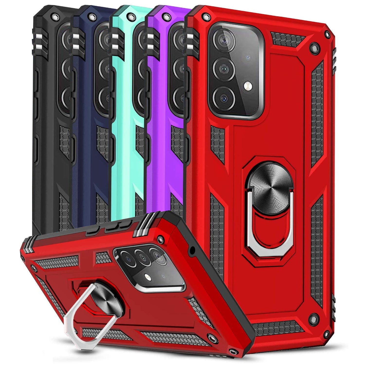 TJS "DuoGuard" Ring Kickstand Phone Case for SAMSUNG GALAXY A53 5G