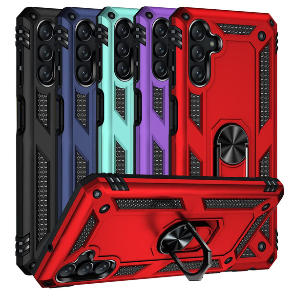 TJS "DuoGuard" Ring Kickstand Phone Case for Samsung Galaxy A13 5G