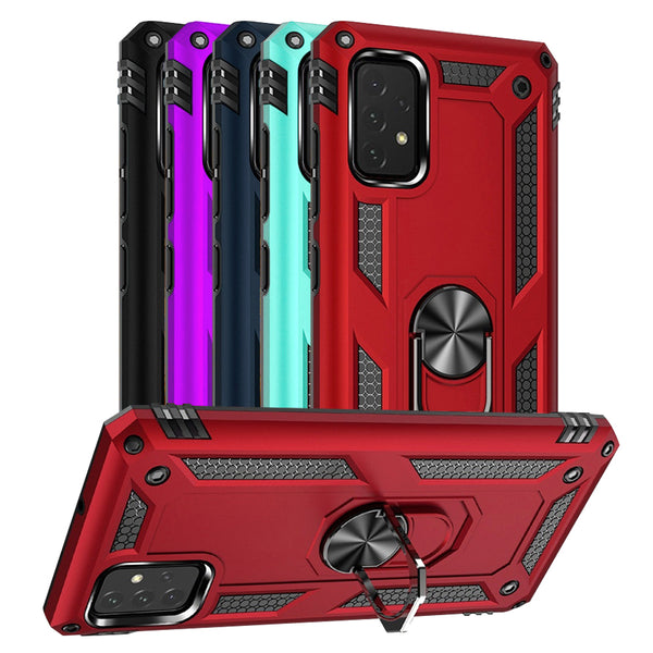 TJS "DuoGuard" Ring Kickstand Phone Case for Samsung Galaxy A23 5G