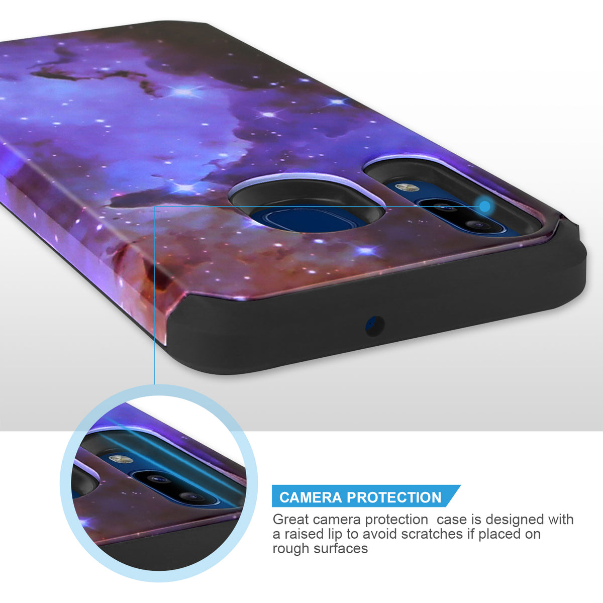 TJS "ArmorLux" Hybrid Design Phone Case for Galaxy A20, Galaxy A30, Galaxy A50 - InfinityAccessories017