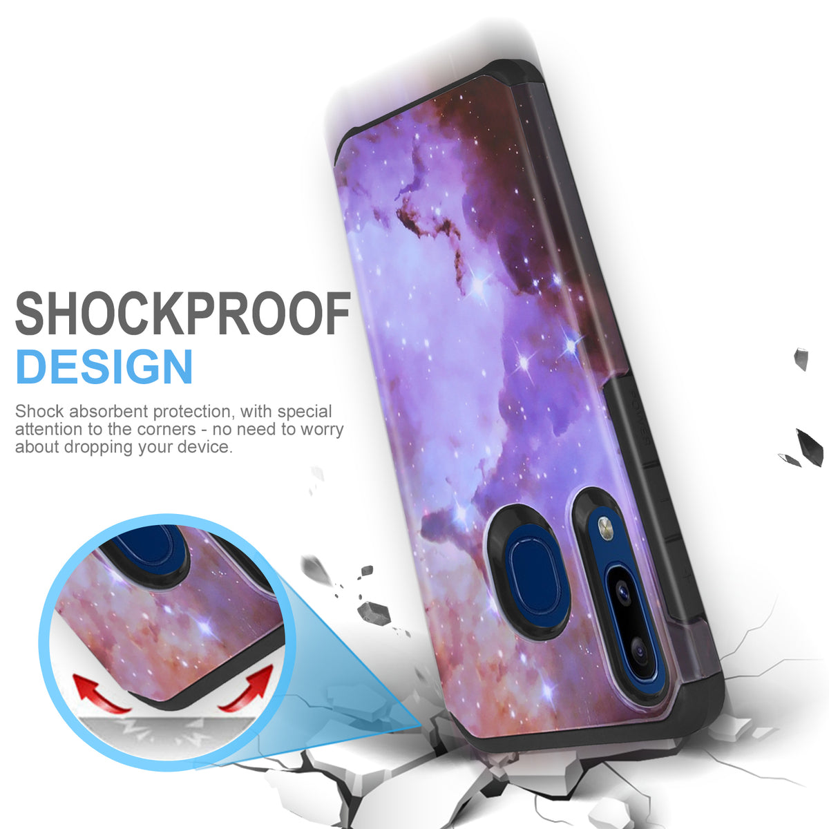 TJS "ArmorLux" Hybrid Design Phone Case for Galaxy A20, Galaxy A30, Galaxy A50 - InfinityAccessories017