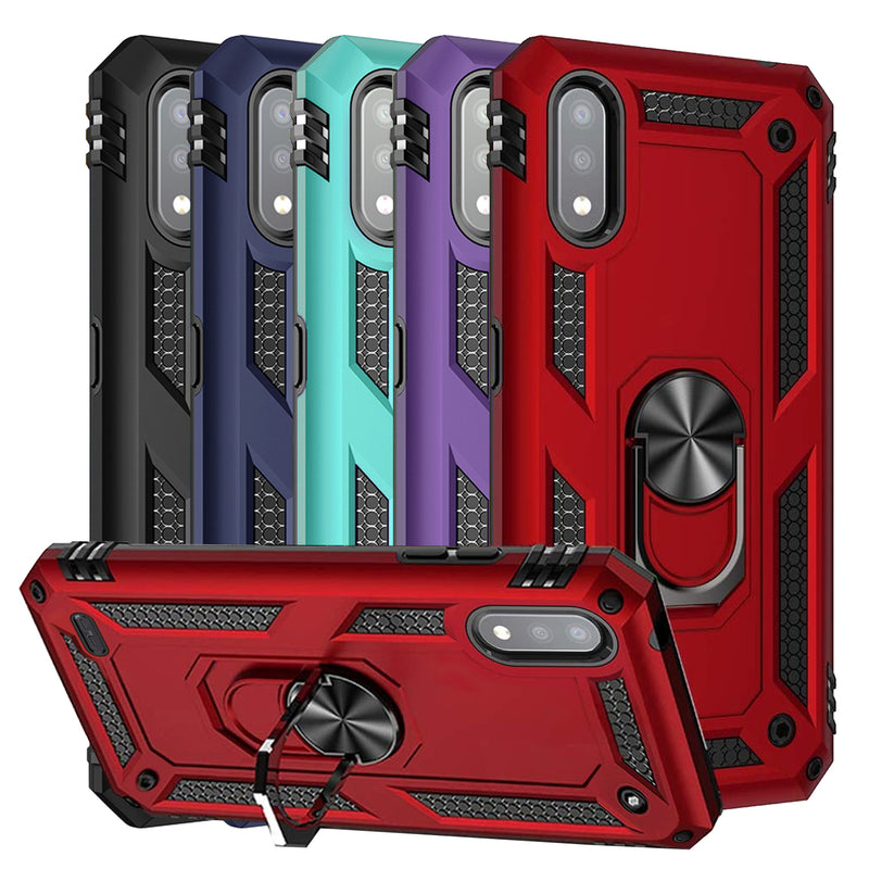 TJS "DuoGuard" Ring Kickstand Phone Case for LG K22, LG K22+, LG K32