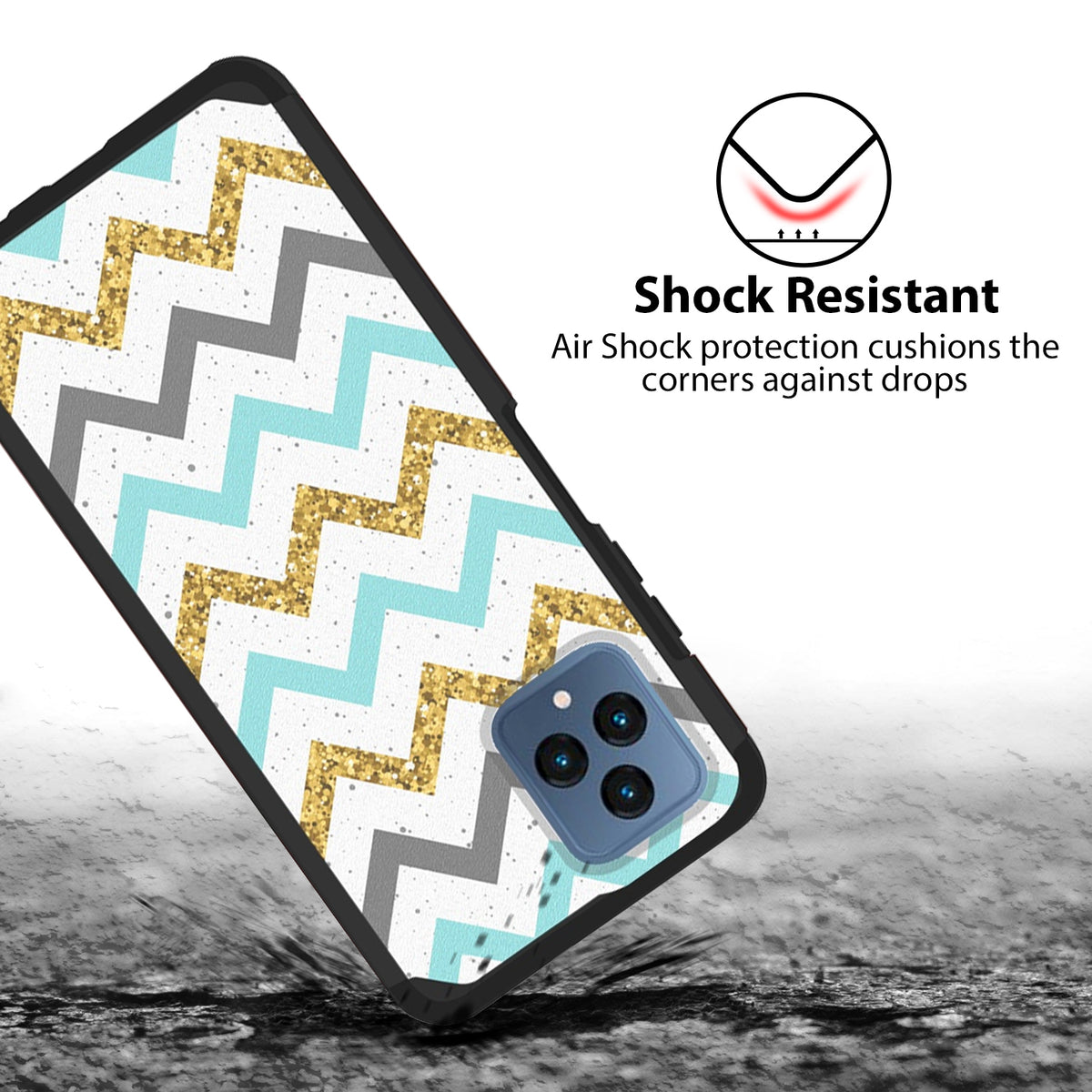 TJS "ArmorLux" Hybrid Phone Case for T-Mobile Revvl 6 5G