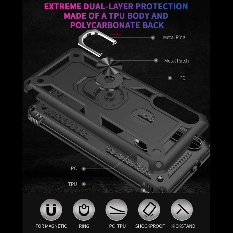 TJS "DuoGuard" Ring Kickstand Phone Case for Motorola Moto G Fast