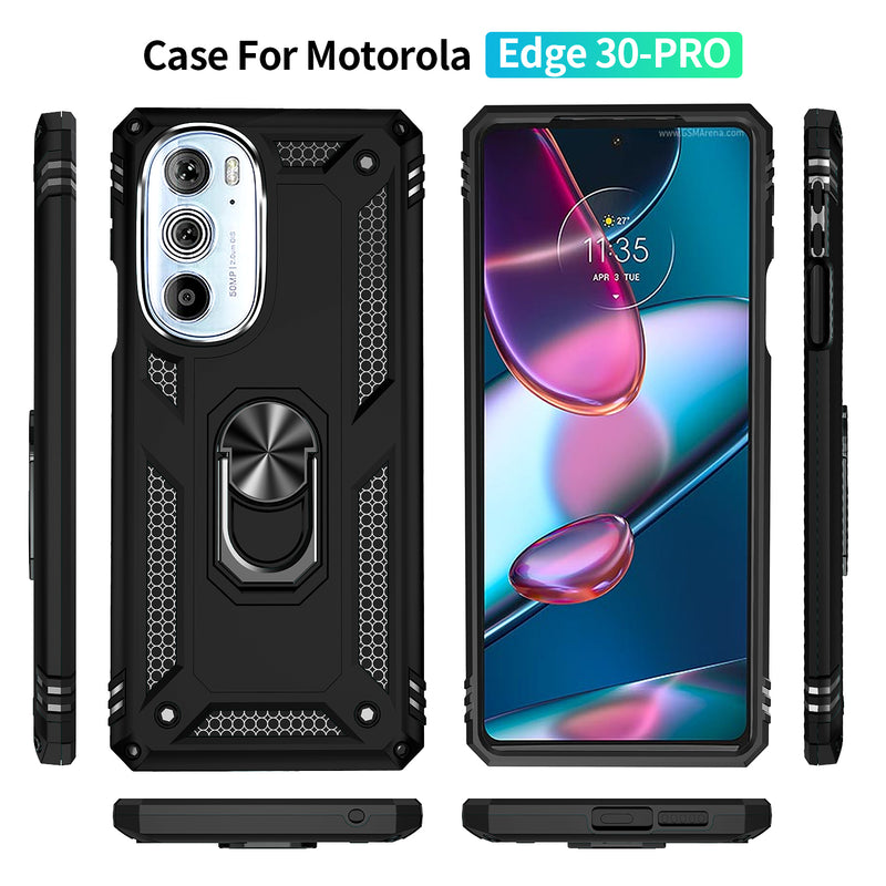 TJS "DuoGuard" Ring Kickstand Phone Case for Motorola G 5G 2022