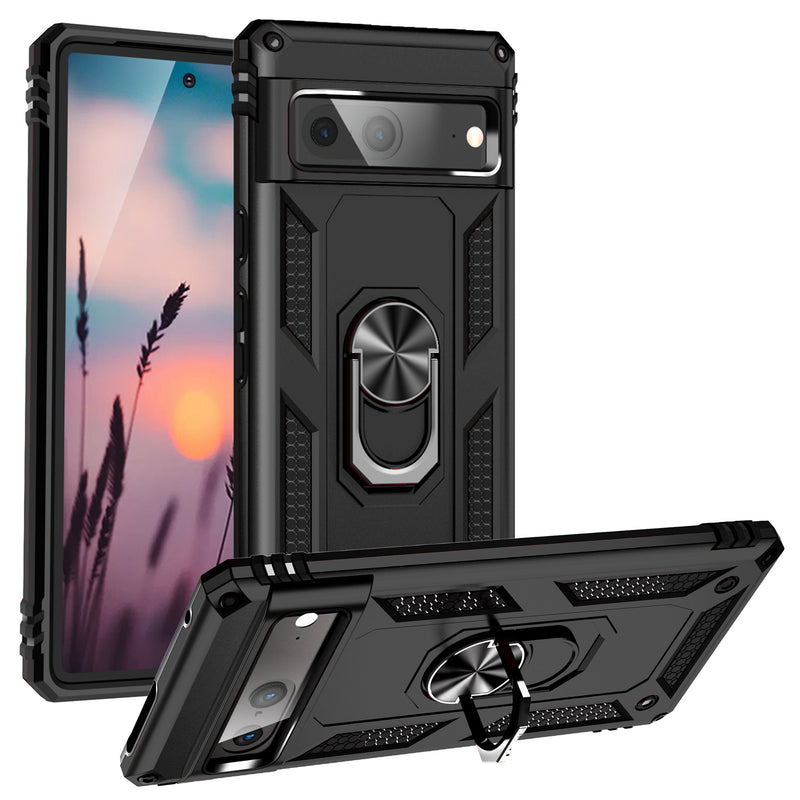 TJS "DuoGuard" Ring Kickstand Phone Case for Pixel 7