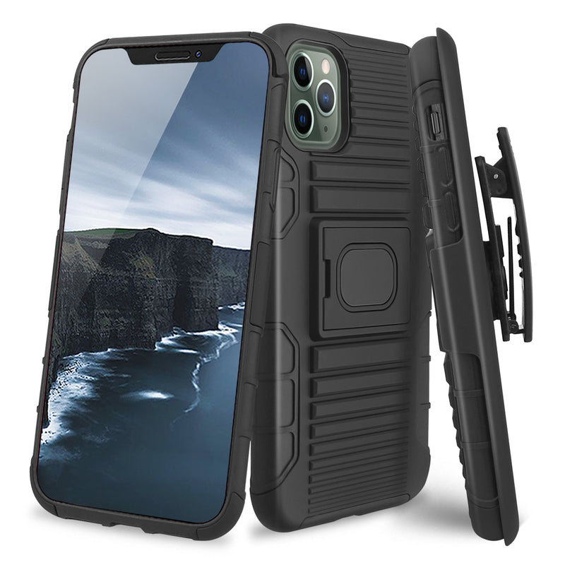 TJS "Jupiter" Kickstand Phone Cse with Belt Clip Holster for iPhone 11, iPhone 11 Pro, iPhone 11 Pro Max - InfinityAccessories017