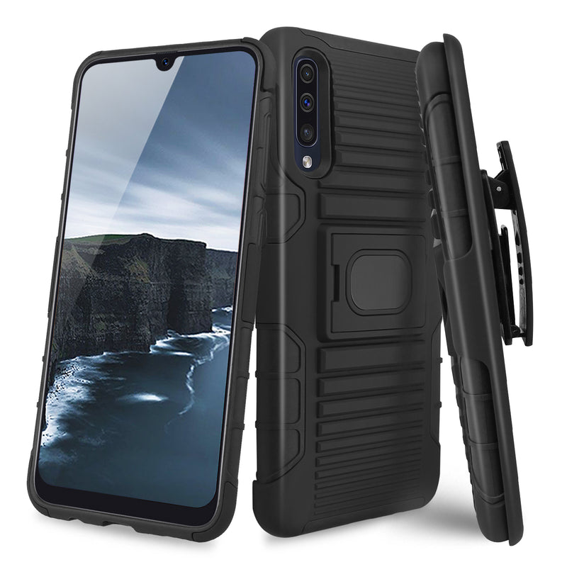 TJS "Jupiter"  Kickstand Phone Cse with Belt Clip Holster for Galaxy A50 - InfinityAccessories017
