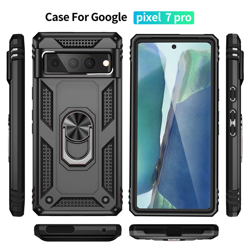 TJS "DuoGuard" Ring Kickstand Phone Case for Pixel 7 Pro