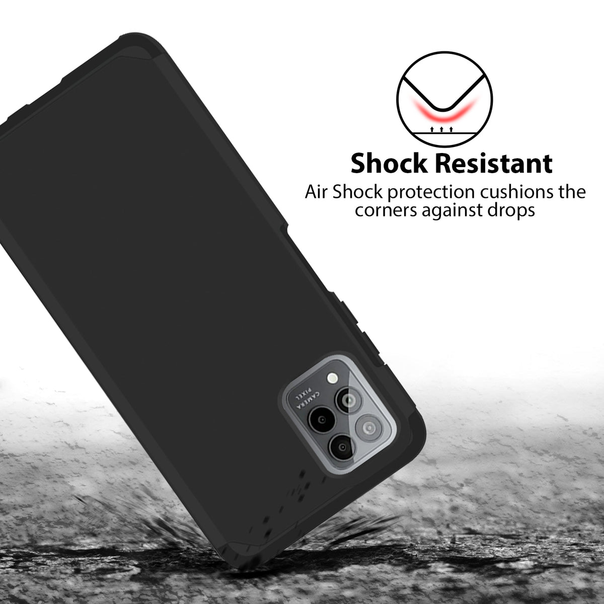 TJS "ArmorLux" Hybrid Phone Case for T-Mobile Revvl 6 Pro 5G