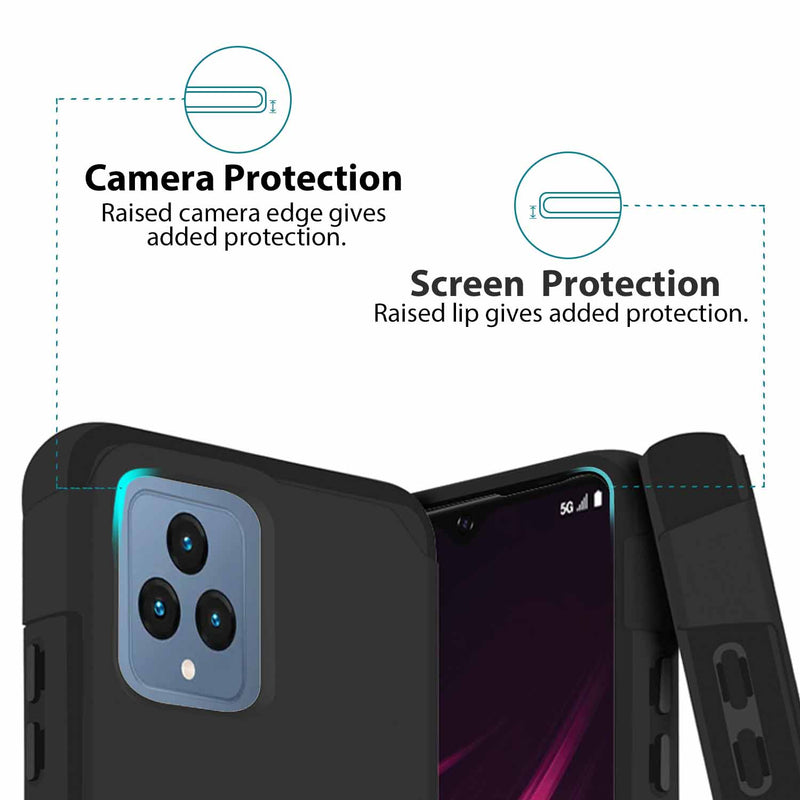 TJS "ArmorLux" Hybrid Phone Case for T-Mobile Revvl 6 5G