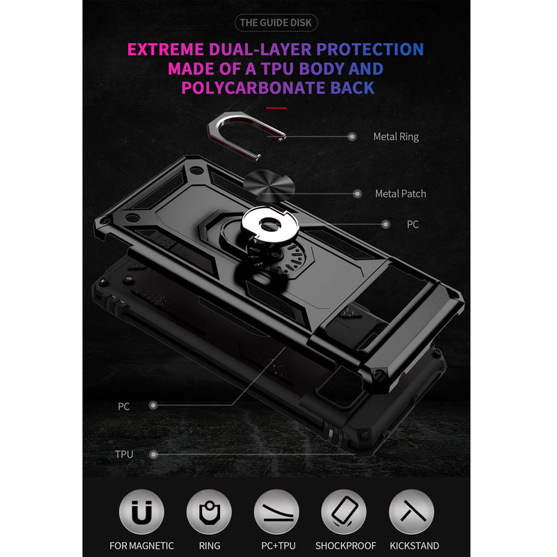 TJS "DuoGuard" Ring Kickstand Phone Case for Pixel 7