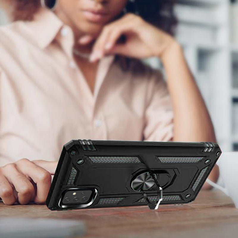 TJS "DuoGuard" Ring Kickstand Phone Case for Samsung Galaxy A23 5G