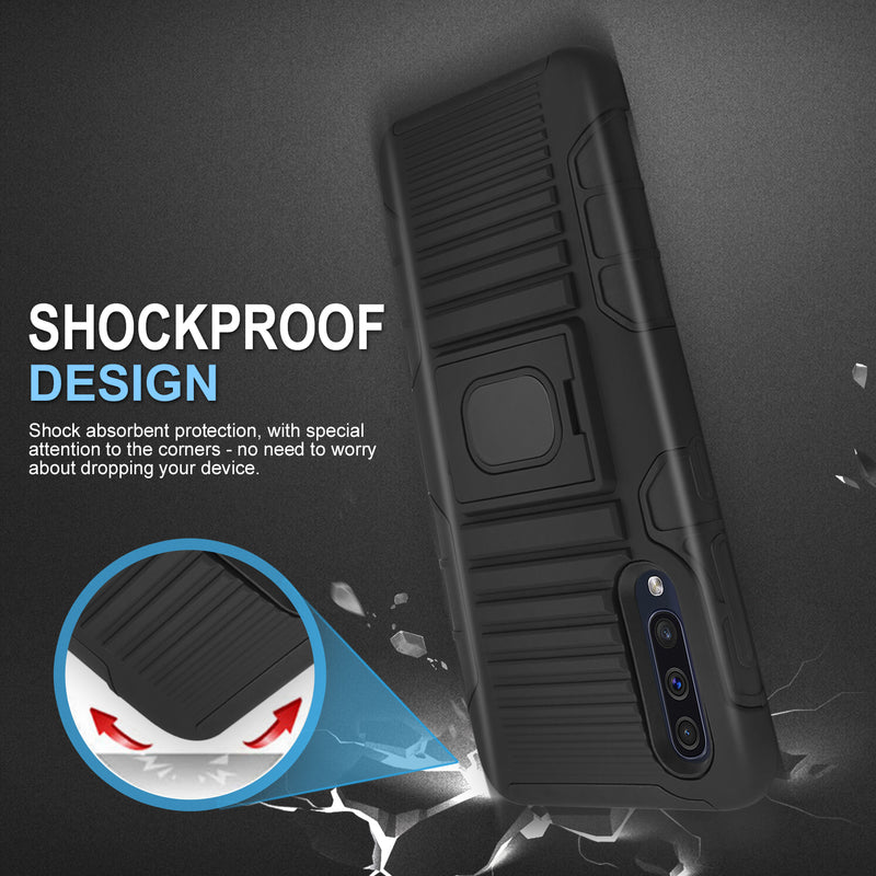 TJS "Jupiter"  Kickstand Phone Cse with Belt Clip Holster for Galaxy A50 - InfinityAccessories017