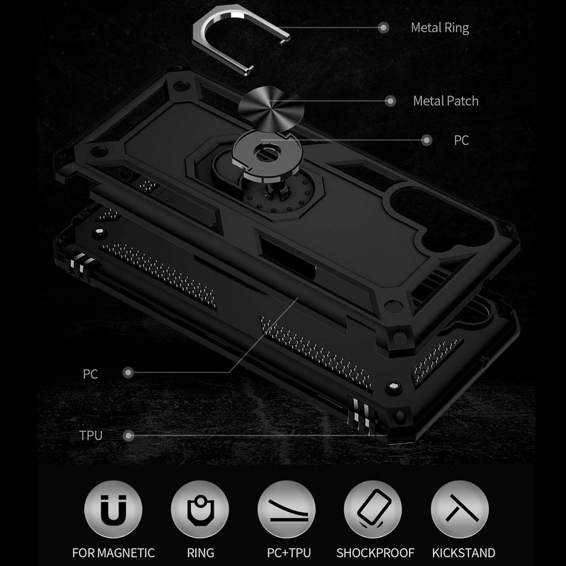 TJS "DuoGuard" Ring Kickstand Phone Case for Samsung Galaxy A13 5G