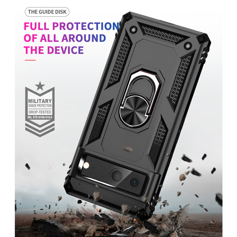 TJS "DuoGuard" Ring Kickstand Phone Case for Pixel 7
