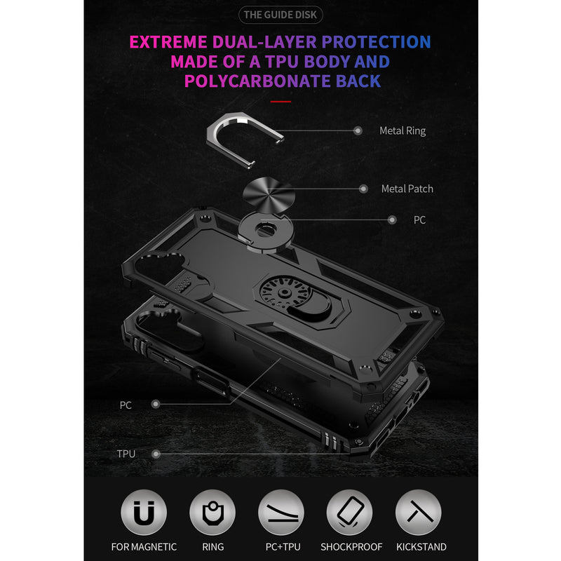 TJS "DuoGuard" Ring Kickstand Phone Case for Samsung Galaxy A14 5G