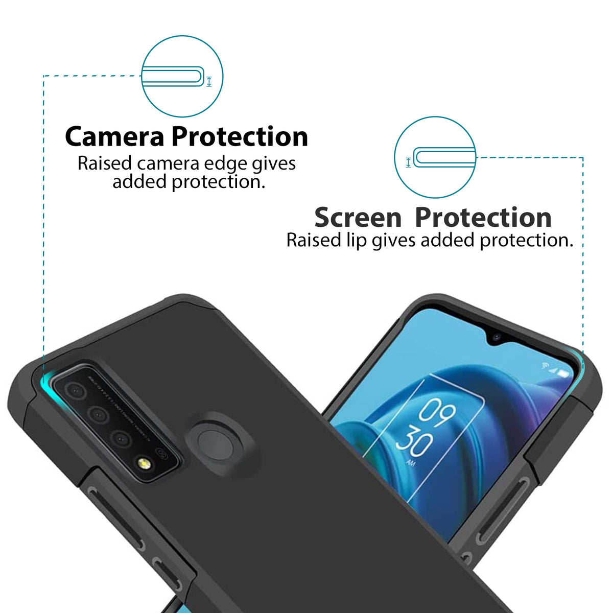 TJS "ArmorLux" Hybrid Phone Case for TCL 30XE