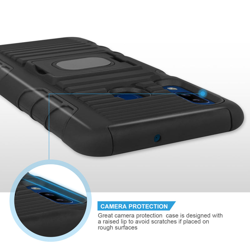 TJS "Jupiter"  Kickstand Phone Cse with Belt Clip Holster for Galaxy A20, Galaxy A30 - InfinityAccessories017