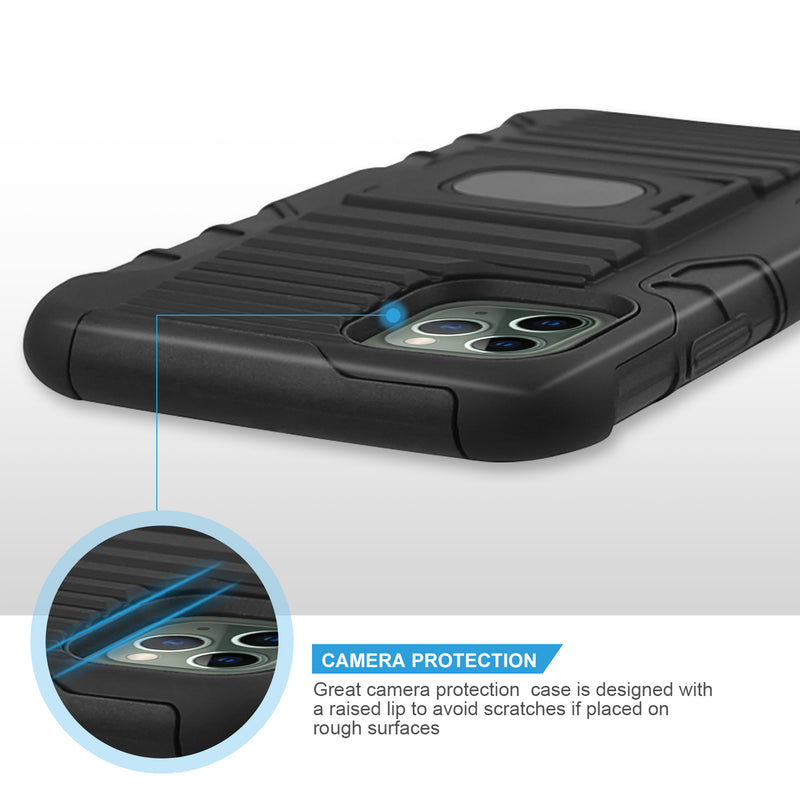 TJS "Jupiter" Kickstand Phone Cse with Belt Clip Holster for iPhone 11, iPhone 11 Pro, iPhone 11 Pro Max - InfinityAccessories017