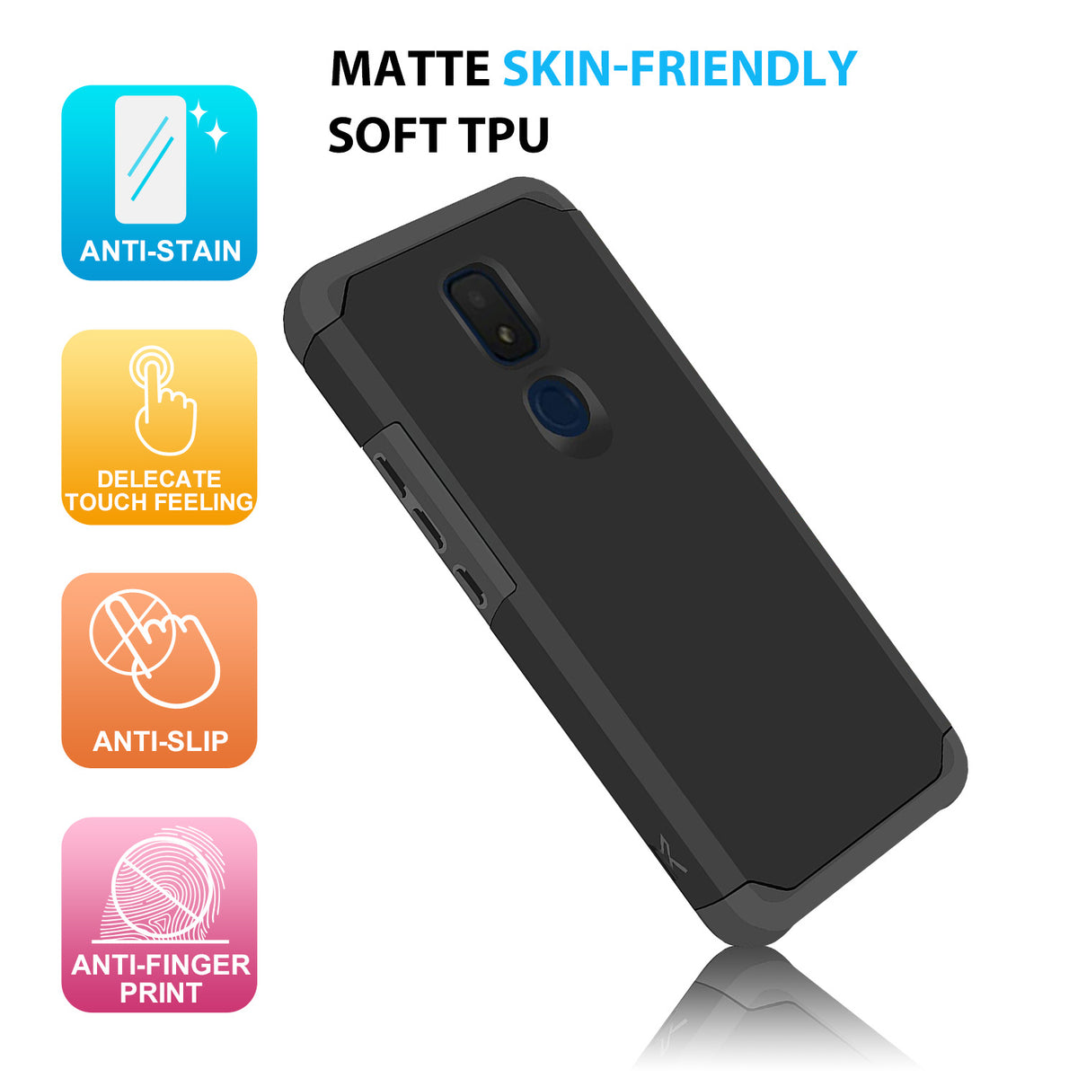 TJS "ArmorLux" Hybrid Phone Case for AT&T Motivate2