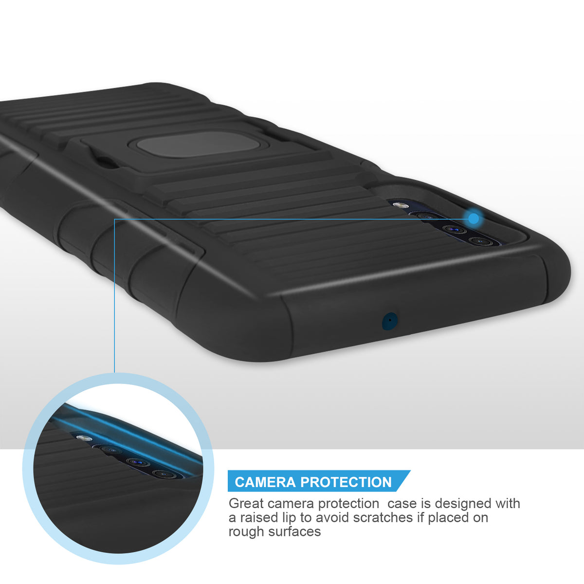 TJS "Jupiter"  Kickstand Phone Cse with Belt Clip Holster for Galaxy A50 - InfinityAccessories017