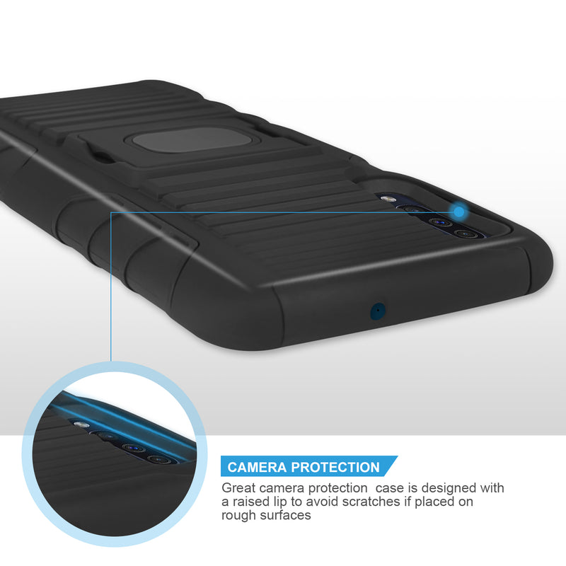 TJS "Jupiter"  Kickstand Phone Cse with Belt Clip Holster for Galaxy A50 - InfinityAccessories017