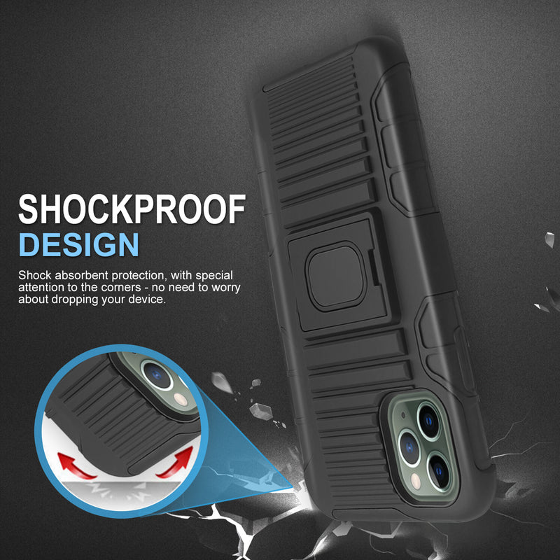 TJS "Jupiter" Kickstand Phone Cse with Belt Clip Holster for iPhone 11, iPhone 11 Pro, iPhone 11 Pro Max - InfinityAccessories017
