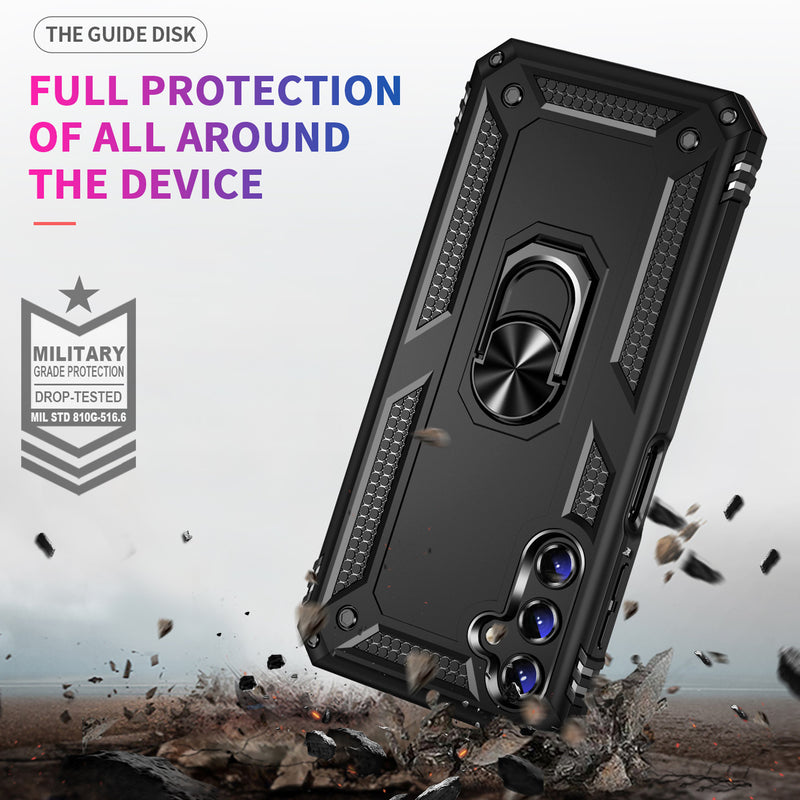 TJS "DuoGuard" Ring Kickstand Phone Case for Samsung Galaxy A14 5G