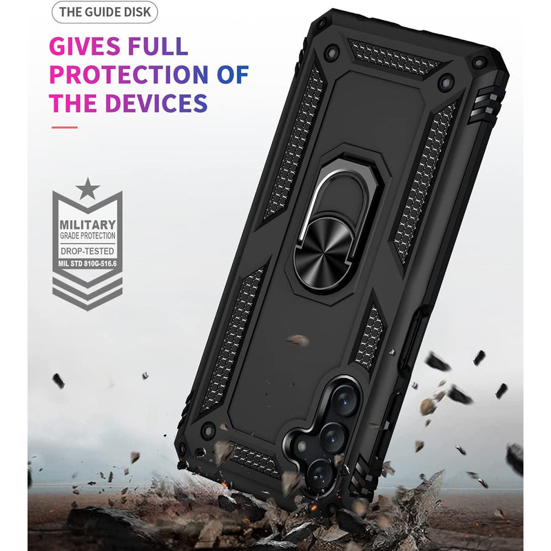 TJS "DuoGuard" Ring Kickstand Phone Case for Samsung Galaxy A13 5G