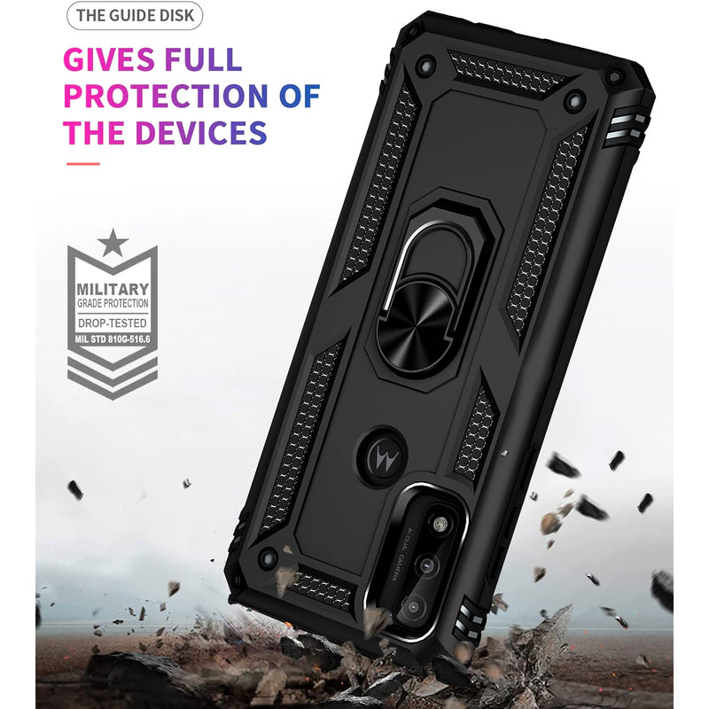 TJS "DuoGuard" Ring Kickstand Phone Case for Motorola G Pure 2021