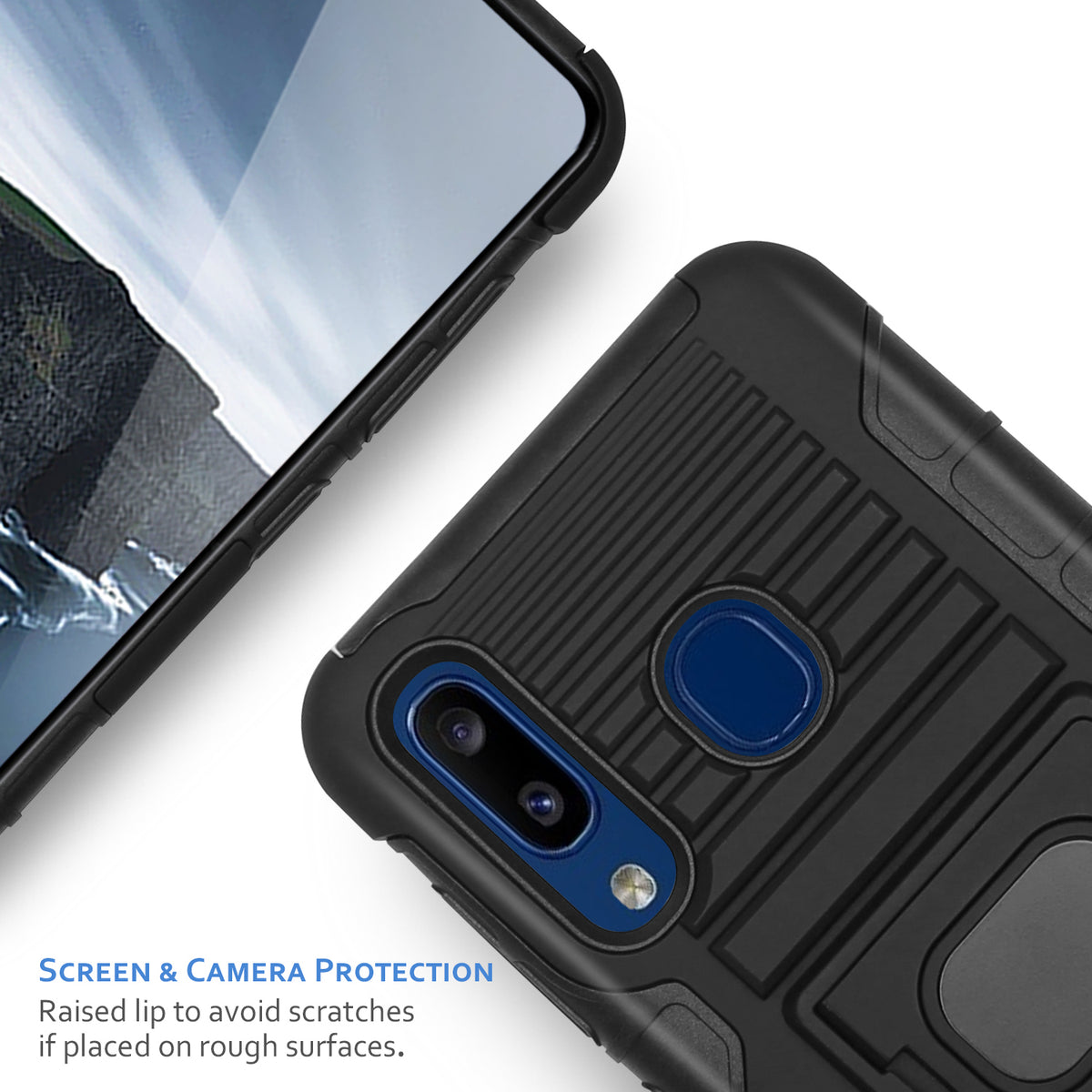 TJS "Jupiter"  Kickstand Phone Cse with Belt Clip Holster for Galaxy A20, Galaxy A30 - InfinityAccessories017
