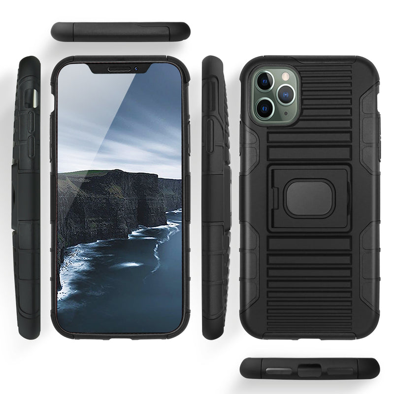 TJS "Jupiter" Kickstand Phone Cse with Belt Clip Holster for iPhone 11, iPhone 11 Pro, iPhone 11 Pro Max - InfinityAccessories017