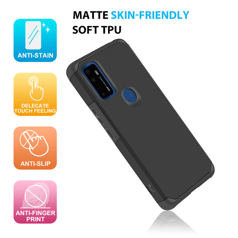 TJS "ArmorLux" Hybrid Phone Case for AT&T Radiant Max 5G / AT&T Fusion 5G / Cricket Dream 5G / Cricket Innovate 5G