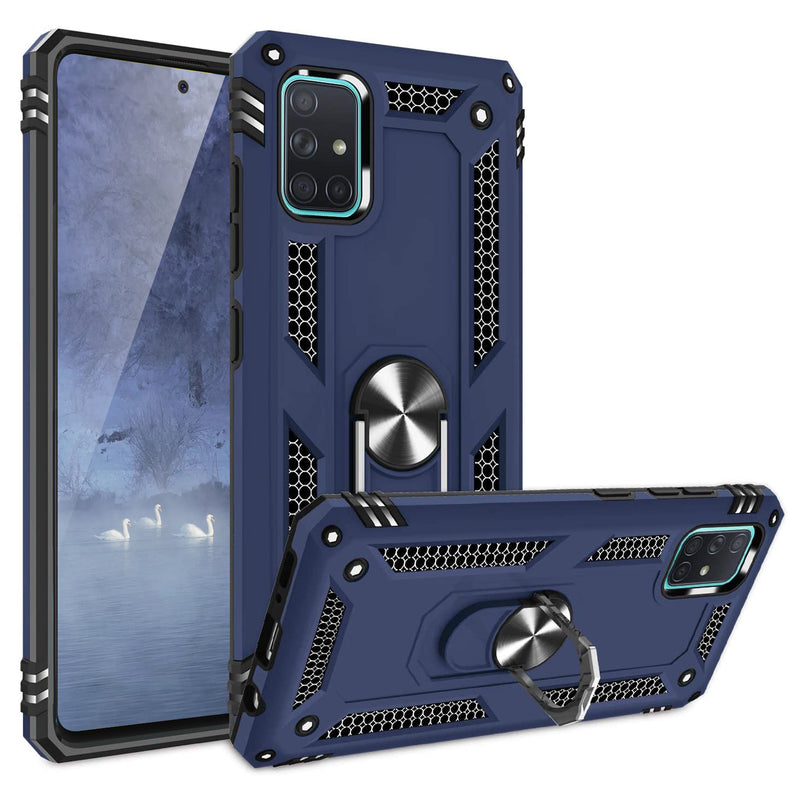 TJS "DuoGuard" Ring Kickstand Phone Case for Samsung Galaxy A51