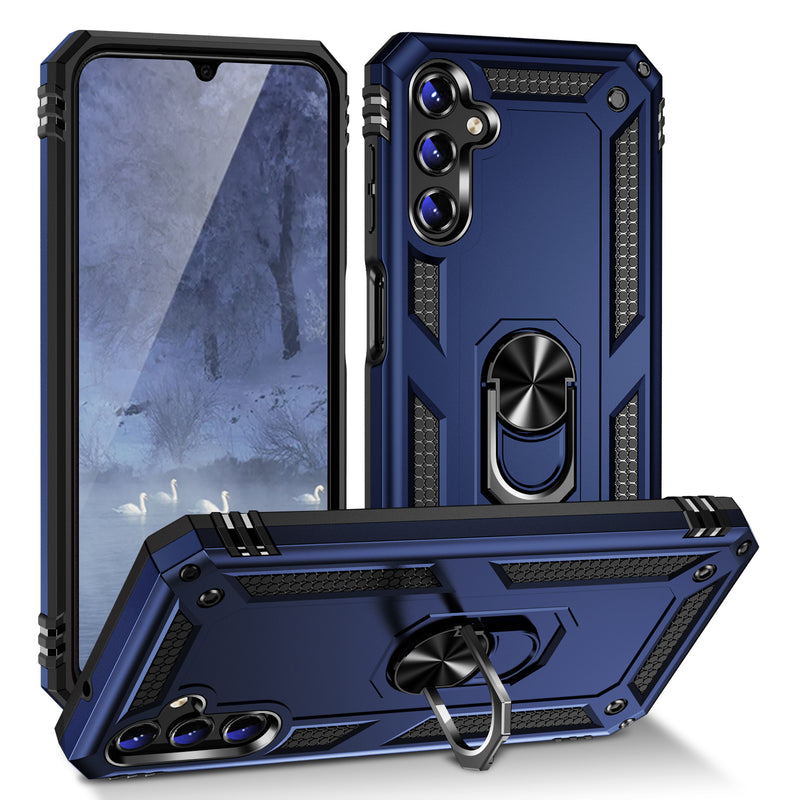 TJS "DuoGuard" Ring Kickstand Phone Case for Samsung Galaxy A14 5G